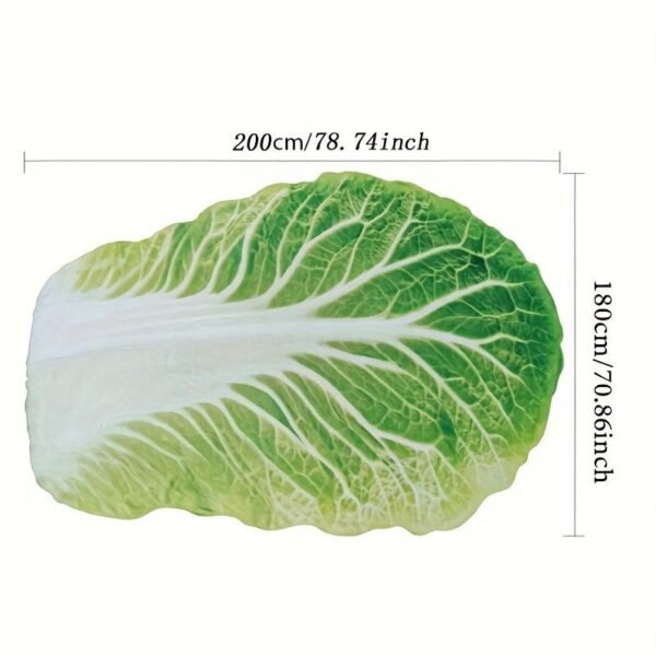 Realistic Lettuce Design Flannel Blanket Soft Geometric Leaf Pattern, All Season Cozy Throw For Home Decor, Unique Gift Idea, Contemporary Style, Decorative Bed Throw, Playful Decor Item