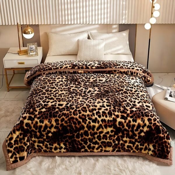 Soft Warm High Gram Weight Leopard Print Thick Blanket Year Round Luxurious Comfort And Coziness For Bedroom, Guest Room, Living Room, Dormitory, Car, Sofa, Travel Multifunctional Design