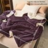 Dark Purple Double Layer Milk Velvet Lamb Velvet Blanket | Machine Washable, All Season Comfort, Polyester