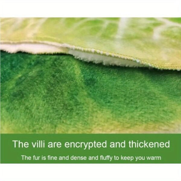 Realistic Lettuce Design Flannel Blanket Soft Geometric Leaf Pattern, All Season Cozy Throw For Home Decor, Unique Gift Idea, Contemporary Style, Decorative Bed Throw, Playful Decor Item