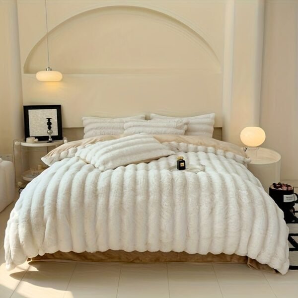 High Luxury Thick Striped Rabbit Like Plush Blanket, Autumn And Winter Thick Bed Blanket Cover, Friendly And Comfortable, Providing All Day Warmth And Comfort, Suitable For Sofas, Beds, Offices And Travel, Multi Purpose Blankets, Holiday Gifts, Cozy