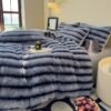 High Luxury Thick Striped Rabbit Like Plush Blanket, Autumn And Winter Thick Bed Blanket Cover, Friendly And Comfortable, Providing All Day Warmth And Comfort, Suitable For Sofas, Beds, Offices And Travel, Multi Purpose Blankets, Holiday Gifts, Cozy