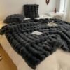 Tuscany Rabbit Fur Short Plush Casual Throw Blanket, A Luxurious High End Sofa Blanket That Is Soft, Warm, And Cozy Like Fur.