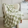 Checkerboard Print Microfiber Blanket, Soft Warm Fluffy Throw Blanket Nap Blanket For Office Sofa Bed Sofa Decoration