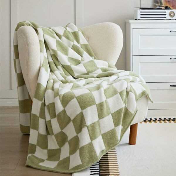 Checkerboard Print Microfiber Blanket, Soft Warm Fluffy Throw Blanket Nap Blanket For Office Sofa Bed Sofa Decoration