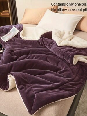 Dark Purple Double Layer Milk Velvet Lamb Velvet Blanket | Machine Washable, All Season Comfort, Polyester