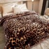Soft Warm High Gram Weight Leopard Print Thick Blanket Year Round Luxurious Comfort And Coziness For Bedroom, Guest Room, Living Room, Dormitory, Car, Sofa, Travel Multifunctional Design