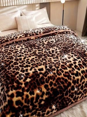 Soft Warm High Gram Weight Leopard Print Thick Blanket Year Round Luxurious Comfort And Coziness For Bedroom, Guest Room, Living Room, Dormitory, Car, Sofa, Travel Multifunctional Design