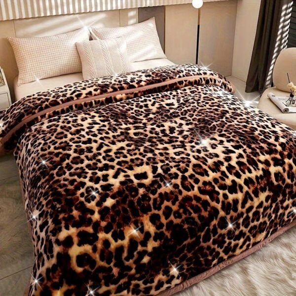 Soft Warm High Gram Weight Leopard Print Thick Blanket Year Round Luxurious Comfort And Coziness For Bedroom, Guest Room, Living Room, Dormitory, Car, Sofa, Travel Multifunctional Design