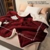 Red Milk Light Beige Sheep' Blanket Soft Cozy Bedspread & Couch, Luxury Bedding Suitable For Bed, Sofa, Or Dorm Machine Washable Contemporary Bed