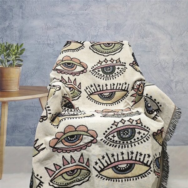 Eyes Of Various Types Bohemian Yarn Jacquard Blanket With Tassel, Chunky Soft Not Printed, Wear Resistant Washable Easy To Care, No Faded No Pilling, Used For Home Decor Sofa Chair Bed Tapestry Tablecloth Floor Garden Picnic Outdoor Camping