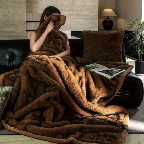 Luxurious ."." Faux Fox Fur Blanket, Ultra Soft Plush Velvet Texture, All Season Black Gray Golden Burgundy Red Warm Sofa Bedspread For Home & Rv Use Machine