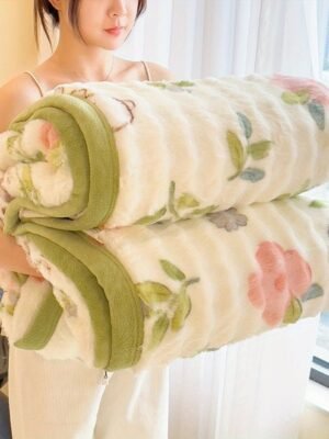 Luxury Artificial Rabbit Fur Blanket Big Bubble Rabbit Hair Composite Milk Velvet Hot .*. .*. .*. .*. Soft, Tear Resistant, Machine Washable, Suitable For Sofa, Bed, Office, Camping, All Seasons Comfort