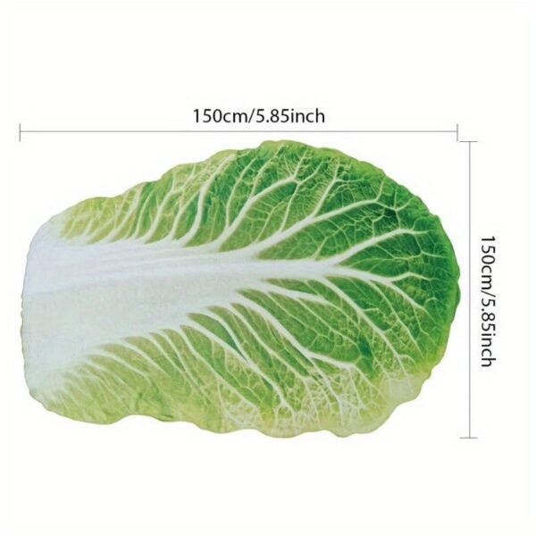Realistic Lettuce Design Flannel Blanket Soft Geometric Leaf Pattern, All Season Cozy Throw For Home Decor, Unique Gift Idea, Contemporary Style, Decorative Bed Throw, Playful Decor Item