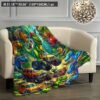Cozy Dinosaur Truck Flannel Throw Blanket Versatile For All Seasons, Perfect For Naps & Car Use, Soft Polyester, Green