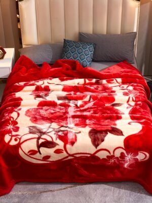 Red, Korean Blanket Winter Blanket King Size, Plush Bed Blanket Queen Size Korean Blanket Durable Ply Reversible, Silky Soft Heavy Blankets For Winter Fleece Blanket