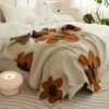 Nordic Flower Pattern Knitted Blanket, Air Conditioning Blanket Warm Cozy Soft Throw Blanket For Couch Bed Sofa