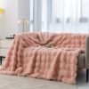 Thickened Bubble Velvet Blanket | Pink Polyester Rabbit Like Soft Fleece, Suitable For Office And Home Nap, Sofa Throw Cover