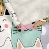 Rustic Style Cartoon Cat Faces Flannel Blanket High Gsm Soft Pastel Colors, Playful Animal Theme All Season Cozy Throw For Bed, Couch & Home Decor, Cat Blanket, Bed And Couch Accessory, Whimsical Design, Highquality Fabric
