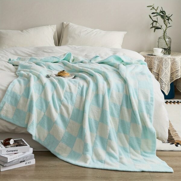 Checkerboard Print Microfiber Blanket, Soft Warm Fluffy Throw Blanket Nap Blanket For Office Sofa Bed Sofa Decoration