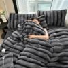 High Luxury Thick Striped Rabbit Like Plush Blanket, Autumn And Winter Thick Bed Blanket Cover, Friendly And Comfortable, Providing All Day Warmth And Comfort, Suitable For Sofas, Beds, Offices And Travel, Multi Purpose Blankets, Holiday Gifts, Cozy