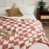 Checkerboard Print Microfiber Blanket, Soft Warm Fluffy Throw Blanket Nap Blanket For Office Sofa Bed Sofa Decoration