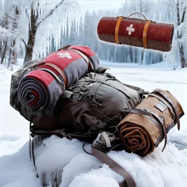 Heavyweight Winter Camping Blanket Thick Warmth, Portable Tent & Picnic Cover, Large All Season Outdoor Blanket For Camping, Travel, Hiking, Beach, Christmas Gift Durable Polyester Fabric With Snowflake Pattern