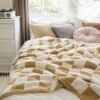 Checkerboard Print Microfiber Blanket, Soft Warm Fluffy Throw Blanket Nap Blanket For Office Sofa Bed Sofa Decoration