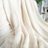 Nordic Style Solid Color Chunky Knitted Blanket, Double Sided Throw Blanket With Tassel, Soft Warm Blanket For Couch, Sofa, Office, Bed, Camping, Car, Travelling For All Season