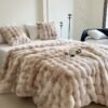 A Synthetic Rabbit Fur Blanket, Featuring Tie Dye Colors And Soft, Warm Bubble Fleece, Suitable For Bedrooms, Guest Rooms, Living Rooms, Student Dorms, Car Sofas, And Travel. This Versatile Blanket Is Perfect For All Seasons.