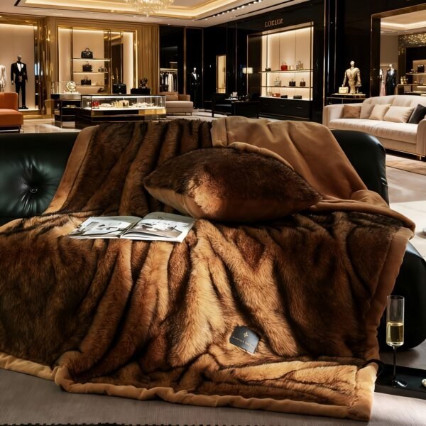 Luxurious ."." Faux Fox Fur Blanket, Ultra Soft Plush Velvet Texture, All Season Black Gray Golden Burgundy Red Warm Sofa Bedspread For Home & Rv Use Machine