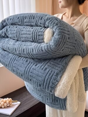 Luxurious Vintage Inspired Double Layer Thick Bed Blanket Soft, Plush Fleece With Taffeta Velvet & Imitative | All Season Comfort | Machine Washable | Milk Velvet Fabric