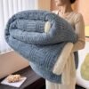 Luxurious Vintage Inspired Double Layer Thick Bed Blanket Soft, Plush Fleece With Taffeta Velvet & Imitative | All Season Comfort | Machine Washable | Milk Velvet Fabric