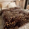 Soft Warm High Gram Weight Leopard Print Thick Blanket Year Round Luxurious Comfort And Coziness For Bedroom, Guest Room, Living Room, Dormitory, Car, Sofa, Travel Multifunctional Design