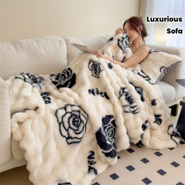 Plush Velvet Bubble Print Comfortable Multifunctional Blanket, Luxurious Soft And Warm, All Weather Suitable For Sofa, Bed, Office And Travel Fashion Room Etc., Versatile Blanket, Bed Cover, Contemporary Design, Stylish Throw, Highquality Material