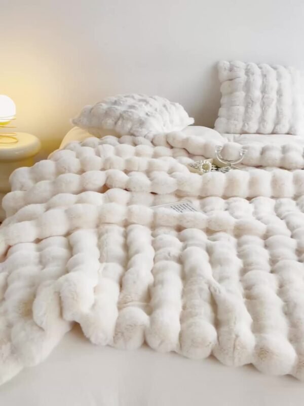 Tuscany Rabbit Fur Short Plush Casual Throw Blanket, A Luxurious High End Sofa Blanket That Is Soft, Warm, And Cozy Like Fur.