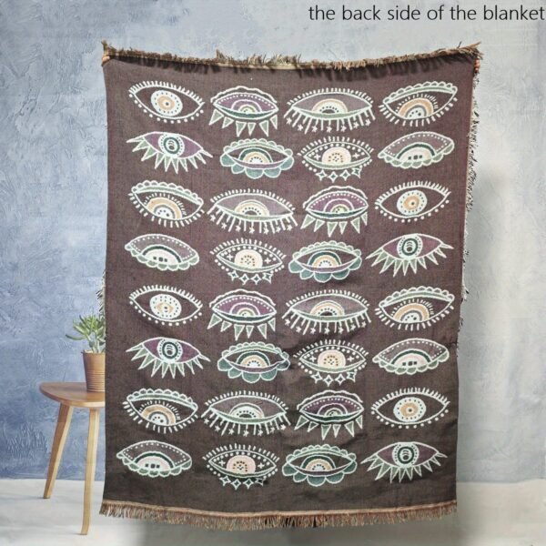 Eyes Of Various Types Bohemian Yarn Jacquard Blanket With Tassel, Chunky Soft Not Printed, Wear Resistant Washable Easy To Care, No Faded No Pilling, Used For Home Decor Sofa Chair Bed Tapestry Tablecloth Floor Garden Picnic Outdoor Camping
