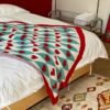 French Style Geometric Love Heart Pattern Knit Blanket Tear Resistant, All Season Multipurpose Acrylic Throw For Living Room, Office Nap, Air Conditioning Ideal Christmas, Valentine'S, Year Gift
