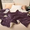 Dark Purple Double Layer Milk Velvet Lamb Velvet Blanket | Machine Washable, All Season Comfort, Polyester