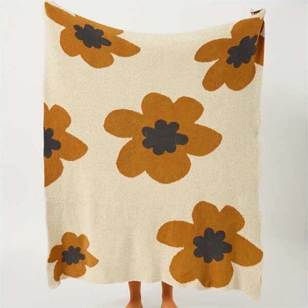 Nordic Flower Pattern Knitted Blanket, Air Conditioning Blanket Warm Cozy Soft Throw Blanket For Couch Bed Sofa