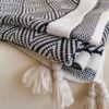 Preppy Style Black & White Geometric Throw Blanket Cozy All Season Polyester, Lightweight & Soft, Perfect For Couch Or Bed Decor, Cozy Home Accessory | Modern Home Decor | Soft