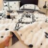 Luxury Artificial Rabbit Fur Blanket Big Bubble Rabbit Hair Composite Milk Velvet Hot .*. .*. .*. .*. Soft, Tear Resistant, Machine Washable, Suitable For Sofa, Bed, Office, Camping, All Seasons Comfort
