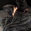 Extra Large Luxury Faux Fur Blanket Plush Soft All Season Throw With Elegant Black & White Design, Machine Washable For Bedding, Sofa, Camping Cozy Warmth, .. Inch, Heavyweight Polyester