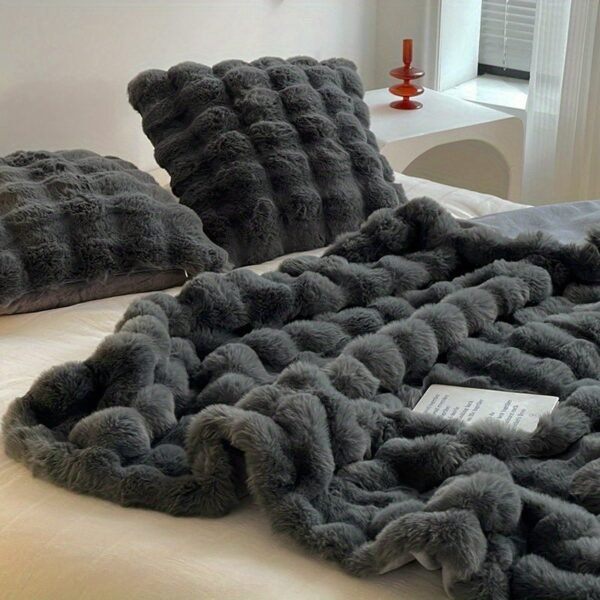 Tuscany Rabbit Fur Short Plush Casual Throw Blanket, A Luxurious High End Sofa Blanket That Is Soft, Warm, And Cozy Like Fur.