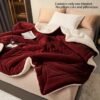 Red Milk Light Beige Sheep' Blanket Soft Cozy Bedspread & Couch, Luxury Bedding Suitable For Bed, Sofa, Or Dorm Machine Washable Contemporary Bed