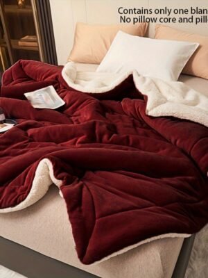 Red Milk Light Beige Sheep' Blanket Soft Cozy Bedspread & Couch, Luxury Bedding Suitable For Bed, Sofa, Or Dorm Machine Washable Contemporary Bed