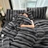 High Luxury Thick Striped Rabbit Like Plush Blanket, Autumn And Winter Thick Bed Blanket Cover, Friendly And Comfortable, Providing All Day Warmth And Comfort, Suitable For Sofas, Beds, Offices And Travel, Multi Purpose Blankets, Holiday Gifts, Cozy