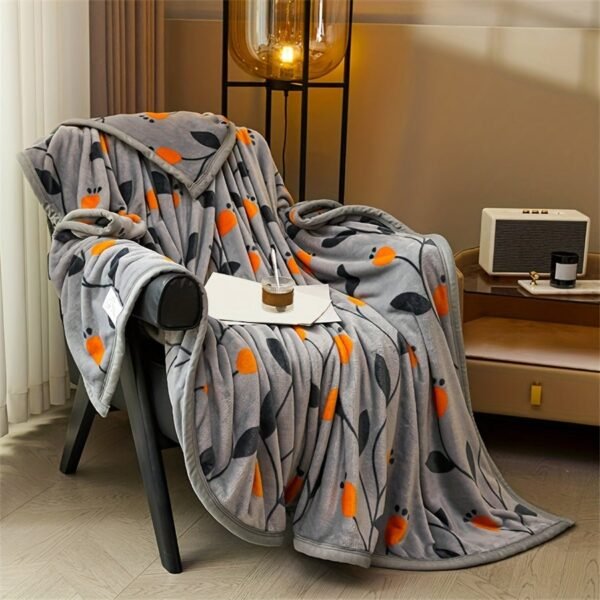 One Leaf Print, Warm And Comfortable Soft Mink Blanket, Throw Blanket, Four Seasons Blanket, Fine Texture, Thick Velvet Feel, Suitable For Sofa, Bed, Car, Office, Camping