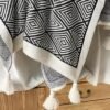 Preppy Style Black & White Geometric Throw Blanket Cozy All Season Polyester, Lightweight & Soft, Perfect For Couch Or Bed Decor, Cozy Home Accessory | Modern Home Decor | Soft