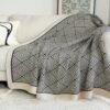 Preppy Style Black & White Geometric Throw Blanket Cozy All Season Polyester, Lightweight & Soft, Perfect For Couch Or Bed Decor, Cozy Home Accessory | Modern Home Decor | Soft